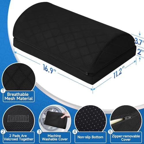 CushZone Foot Rest for Under Desk at Work, Black-16.9 in - Image 2