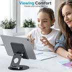 OMOTON Swivel Tablet Stand for iPad with 360 Rotating Base, Foldable Adjustable Holder for Drawing, Compatible with iPad Pro/Air/Mini and More, Black Gray - Image 4