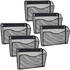 Gawerk 6 Pack Wall File Organizer, Mesh Wall File Pocket Mail Organizer Hanging Metal Vertical Wall Mounted File Holder for Office/Home by Gawerk