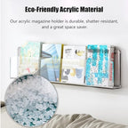 Magazine Holder Vinyl Records Holder 3-Layer Brochure Holder Wall Mount, Hanging Magazine Rack Clear Acrylic Floating Shelves Heavy Duty, Literature Organizer for Office, Kids Room, Home(Orange,L - 60 - Image 3