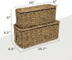 2 Pack Handwoven Cable Management Box with Lid, Decorative Cord Organizer for Power Strips, Chargers, TV Wires, Desk, Home & Office Storage, Natural Sea Grass - Image 2