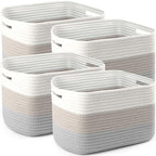 4 Pack Storage Baskets for Organizing, 11''Lx9''Wx8''H Woven Baskets for Storage Toys, Towels, Books, and Clothes, Cotton Rope Basket for Shelves with Handle by Unknown