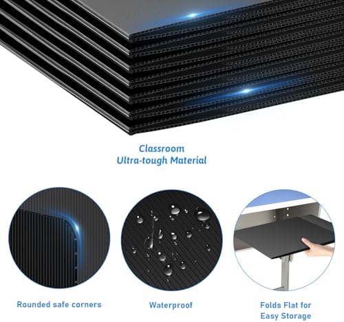 Black 24-Pack Desk Dividers for Students, Waterproof Durable Plastic Study Carrel Dividers, Easy to Clean, Privacy Classroom Shield Folder Boards for Student Desk - Image 7