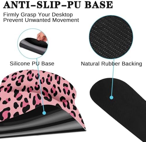 Arttown Keyboard Mouse Pad Set, 4 in 1 Desk Mat Set Leopard Pink - Image 5