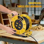 Extension Cord Storage Reel with 4-Grounded Outlet & 2 USB Port, 15A Circuit Breaker, Heavy Duty Open Cord Reel for 12/3,14/3 Gauge Power Cord, Hand Wind Retractable,ETL Listed Yellow Y85CR06 - Image 7
