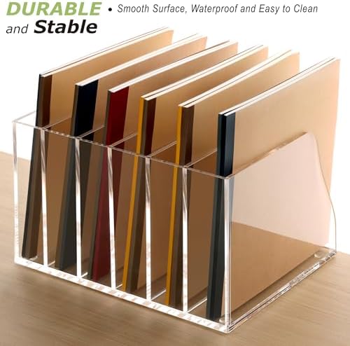 SANRUI Acrylic Desk File Organizer, Clear Magazine File Holder 6 Slot - Image 6