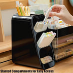 Desk Organizer with Pen Pencil Holder, Pen Organizer with 2 Drawers & 4 Compartments, Desktop Organizers and Storage for Office Home School Art Supplies (Black) - Image 4
