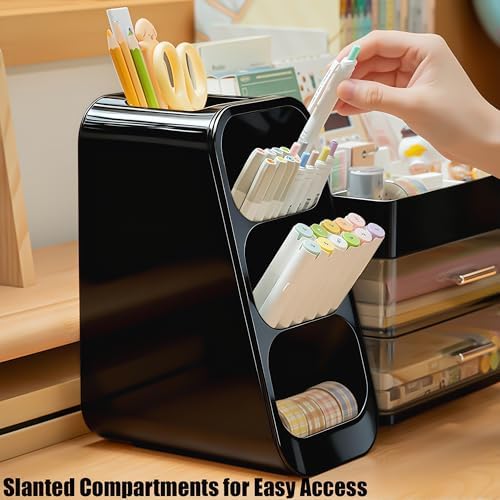 Desk Organizer with Pen Pencil Holder, Pen Organizer with 2 Drawers & 4 Compartments, Desktop Organizers and Storage for Office Home School Art Supplies (Black) - Image 4
