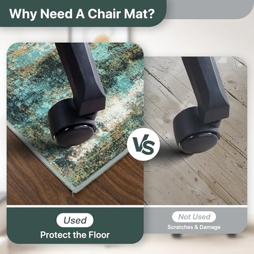 48"x60" Office Chair Mat for Hardwood Floor, Non-Slip Washable Teal Blue - Image 5