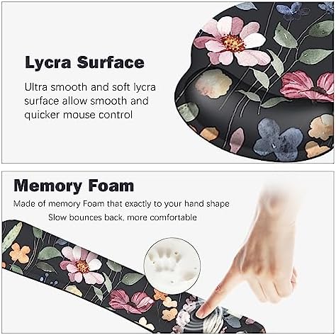 ARTSO Desk Mat, Large Gaming Mouse Pad Wrist Support Set, Ergonomic Keyboard Wrist Rest Desk Pad with Coaster Combo, Extended Mousepad with Non-Slip for Home Office, Flowers Plants - Image 2