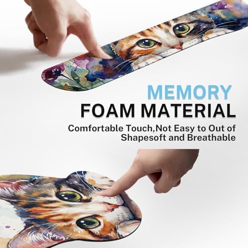 Arttown Keyboard Mouse Pad Set, 4 in 1 Desk Mat Set Cat Floral - Image 6