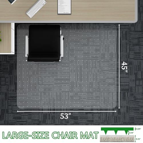 100pointONE Extra Large Office Chair Mat for Carpet, 45" x 53" Clear Desk Chair Mat for Low Pile Carpeted Floors- Easy Glide Plastic Floor Mat for Office Chair on Carpet - Image 2
