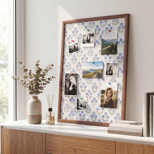 Leinuosen 17" x 23" Cork Bulletin Board, Blue Flower, Wood Frame - Image 5