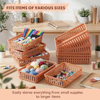 Wenqik Set of 12 Small Plastic Baskets for Organizing, Brown - Image 4
