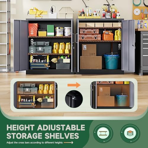 Letaya Metal Storage Cabinets with Lock Door and Shelves, Steel Garage Tool Cabinets for Home,Office, Warehouse,Lockers (36“-Black&Gray) - Image 5