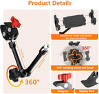 Portable Tablet Stand for Desk, 360° Adjustable iPad Holder for Bed, Metal Desk Clamp with Sturdy Aluminum Tablet Arm Mount for 4.7"-13.5" Kindle,iPad Pro/Air/Mini, iPhone,for Kitchen,Work,Video Call - Image 6