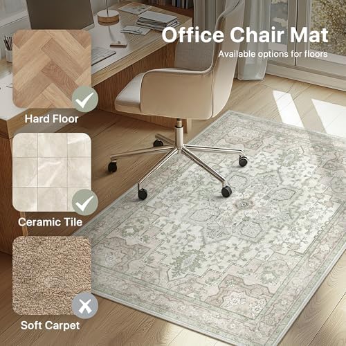 48"x72" Office Chair Mat for Hardwood Floor, Non-Slip Washable Mint - Image 3