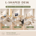 Grandder L Shaped Computer Desk with Reversible Shelves, 40 Inch Small Corner Desk with Storage Bag, Gaming Desk Computer Table Study Writing Table for Home Office Bedroom Small Space, Oak - Image 5