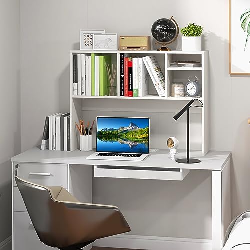 Desktop Hutch Bookshelf for Computer Desk, White - Image 2