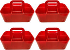 Small Stackable Plastic Caddy with Handle 6 Compartment | Desk, Makeup, Dorm Caddy, Classroom Art Organizers - 4 Pack, Made In USA (Red) by EnjoyOrganizer