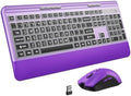 KOPJIPPOM Silent Wireless Keyboard and Mouse Combo - Keyboard with Large Print Cover, 2.4GHz Full-Sized Ergonomic Keyboard with Wrist Rest and Mouse for Laptop, PC, Notebook, Desktop by KOPJIPPOM