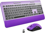 KOPJIPPOM Silent Wireless Keyboard and Mouse Combo - Keyboard with Large Print Cover, 2.4GHz Full-Sized Ergonomic Keyboard with Wrist Rest and Mouse for Laptop, PC, Notebook, Desktop by KOPJIPPOM