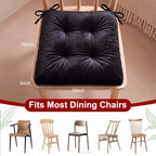 Geetery 4 Pack Velvet Chair Cushions for Dining Chairs, 16" x 16" Soft Velvet Chair Pads with Ties Comfy Solid Seat Cushion Party Home Office Living Room Outdoor Indoor(Black) - Image 6