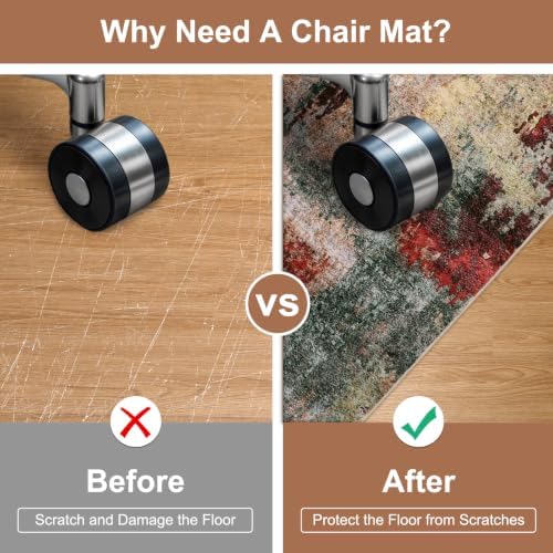 Anidaroel 36"x60" Chair Mat for Hardwood Floor, Anti-Slip Desk Chair Mat for Hardwood, Under Desk Rug for Rolling Chair, Low Pile Carpet Protector Mat for Office Chair - Image 4