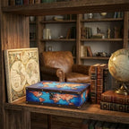 DreamsEden Decorative Wooden Storage Box with Vintage World Map Design - Image 5