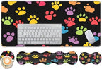 Keyboard Wrist Rest and Mouse Pad Set,31.5x11.8 Inches Desk Mat,Waterproof Non-Slip Ergonomic Wrist Support for Pain Relief,Extended Desk Protector for Office Home Gaming,Dog Paw Prints by Unknown