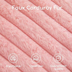 HIGOGOGO Round Stuffed Pouf Ottoman, Stripe Faux Fur Poufs with Foam Chunk Filling, Furry and Fluffy Pouf Foot Stool Storage Ottoman, 20 X 15 Floor Poufs Foot Rest for Living Room, Pink - Image 5