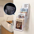 4 Pcs 4 Tier Acrylic Brochure Display, 4 Inch Wide, Wall or Desk - Image 4