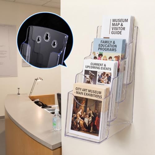 4 Pcs 4 Tier Acrylic Brochure Display, 4 Inch Wide, Wall or Desk - Image 4