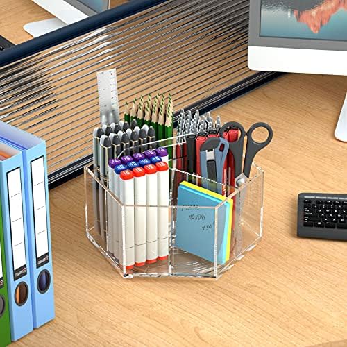 360° Rotating Marker Organizer Holder, Acrylic Pen Pencil Cup Storage - Image 5