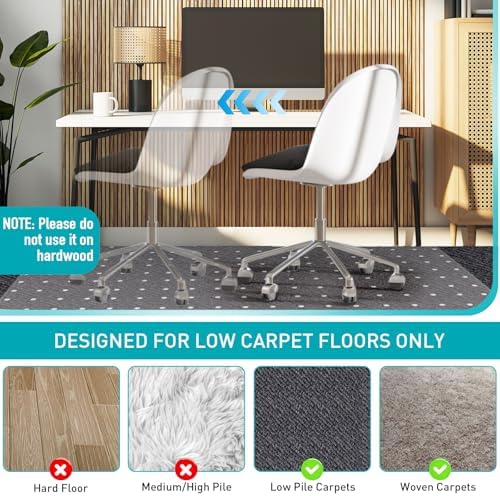 PHOUZIN Office Chair Mat for Carpet: 48"x36" Clear Desk Chair Mat - Image 5