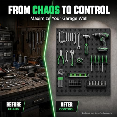 4 Pack Peg Board, 16×12" Black Metal Pegboard Wall Panels for Garage - Image 3