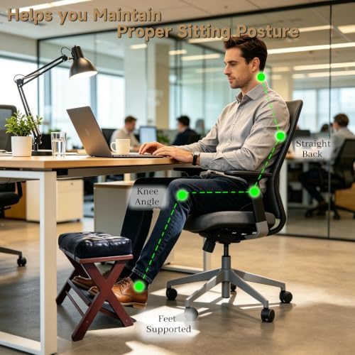 Foot Rest Under Desk at Work - Upgraded Taller Double Step Ergonomic Footrest Under Desk with 3 Height Options & Non-Slip Surface. Office Foot Stool for Home Office & Gaming, Leg Rest Posture Relief - Image 4