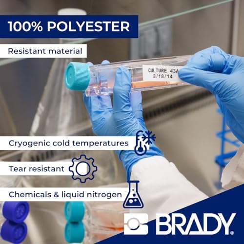 Brady Authentic (M4-126-461) Self-Laminating Cryogenic Polyester Labels 0.6" H x 1.8" W Black on White, Clear, 180 Labels. for use with The BMP41, BMP51, and M511 Label Printers - Image 3