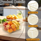 3 Pack Large Wire Baskets, Sturdy Gold Wire Basket, Metal Gold Basket for Organizing Kitchen, for Food Pantry Home Office Desk Shelf Bathroom Bedroom (14.2 x 11.1 x 6.3 inch) - Image 3