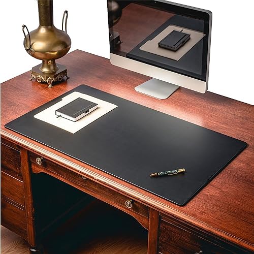 Dacasso 38" x 24" Black Leatherette Luxury Desk Pad Blotter w/Out Side Rails for Writing - Executive Desk Surface Protector & Essential Office Decor - Image 5