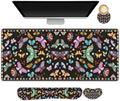 Desk Mat Pad, Gaming Mouse Pad Wrist Support Set, 4 in1 Non-Slip XXL Large Mousepad + Ergonomic Keyboard Wrist Rest+Mouse Wrist Rest+Coaster for Home Office Computer I Colorful Butterfly by NXZGO