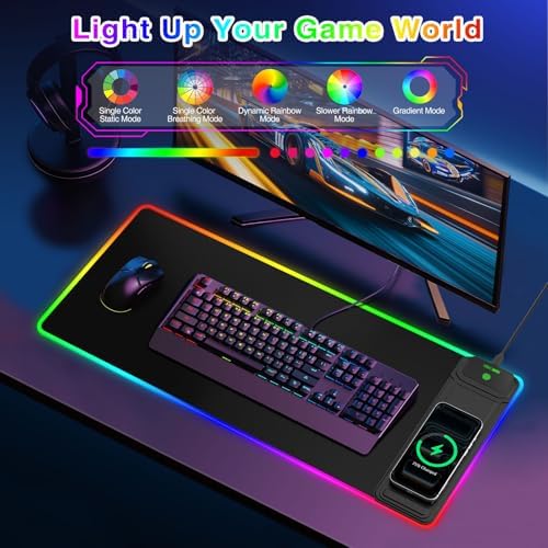 RGB Gaming Mouse Pad with Magnetic Wireless Charging & Foldable Phone Stand - Image 3