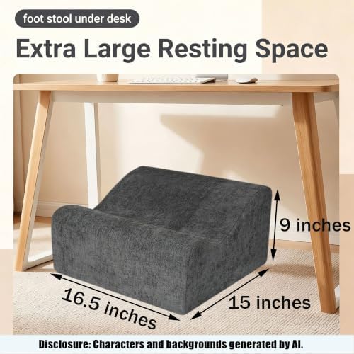 Large Foot Rest for Under Desk at Work, Footrest with Washable Cover for Office,Multifunctional Home Footrest,Dark Gray+AA - Image 2
