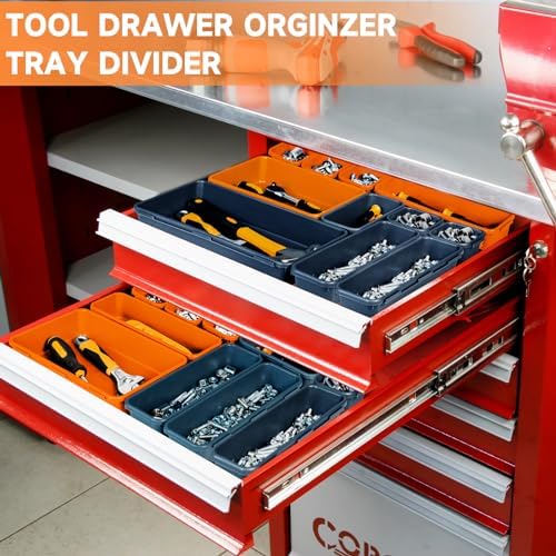 Tool Box Organizer Tray, 60 PCS & 5 Sizes, Blue and Orange - Image 3