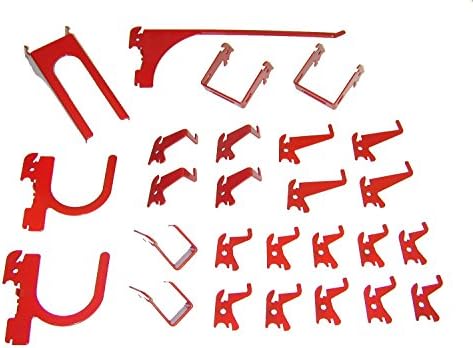 Wall Control KT-200-DLX R Slotted Storage Panel Deluxe Hook Kit, Red by Wall+Control