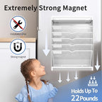 7 Tier Magnetic File Holder, No Drilling Wall File Organizer for File Cabinets Whiteboard Refrigerator,Office,Classroom, Hanging Paper Folder Holder, White - Image 4
