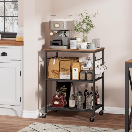 Homleke 3-Tier Rolling Kitchen Microwave Cart, Utility Cart - Image 6