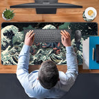 TGFEWYTJYJ Extended Gaming Mouse Pad,Memory Foam Ergonomic Keyboard Mouse Wrist Rest Support Set,Large Desk Mat with Stitched Edges,Non-Slip Base Mousepad Home Office,Octopus in The Japan Waves - Image 7