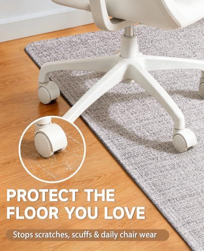 Funwheat Woven Office Chair Mat for Hardwood Floor, 36 x 48 in, Light Grey - Image 3