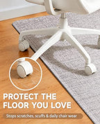 Funwheat Woven Office Chair Mat for Hardwood Floor, 48 x 60 in, Light Grey - Image 3